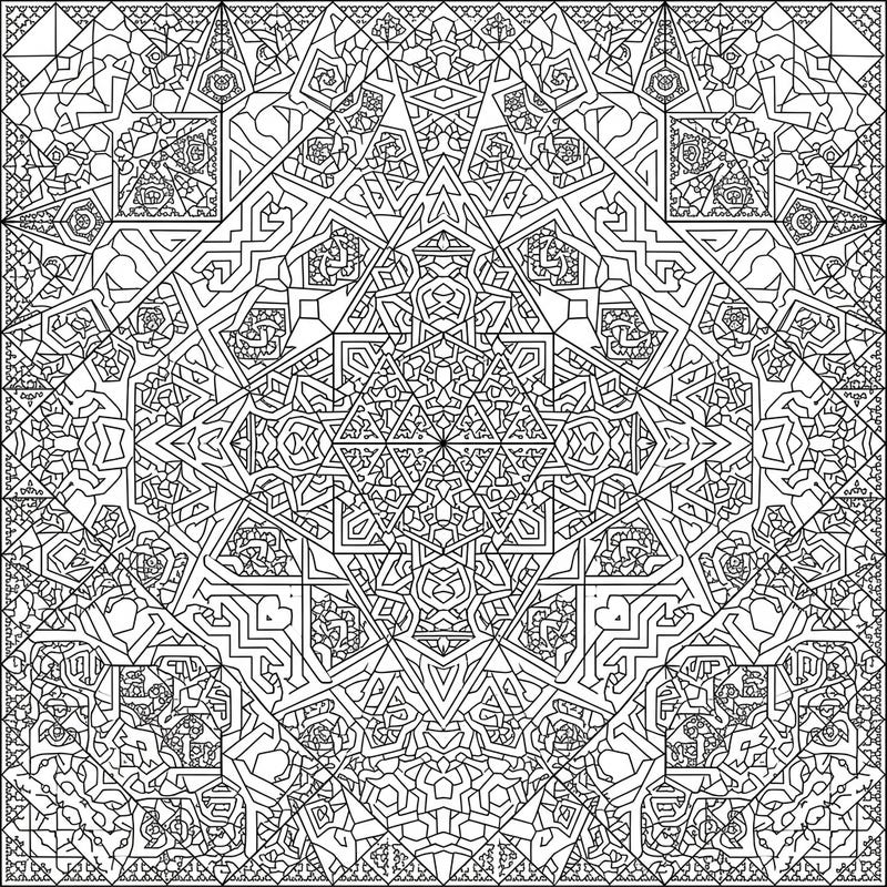 Explore the mesmerizing world of fractal geometry with this exquisitely detailed coloring page. Its intricate patterns offer a captivating challenge, promising hours of focused and creative relaxation.