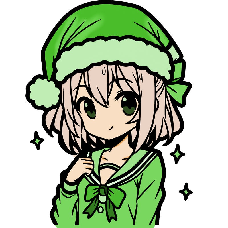 anime girl wearing a santa hat