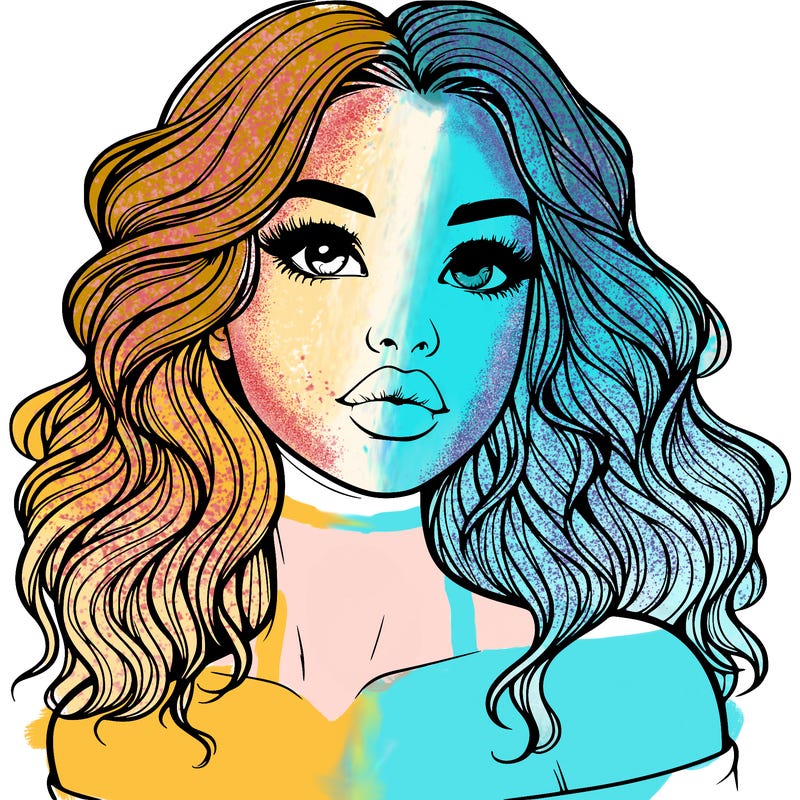 realistic girl with wavy hair and lips