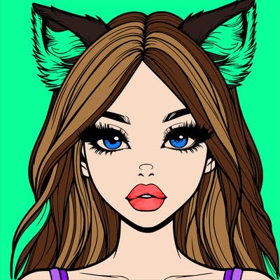 realistic girl with fox ears and realistic lips