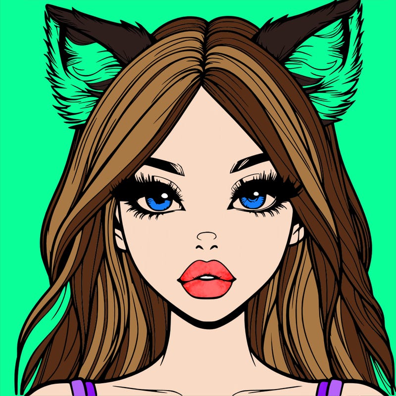 realistic girl with fox ears and realistic lips