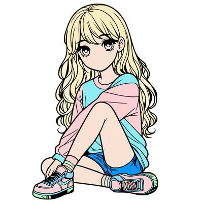 girl sitting realistic