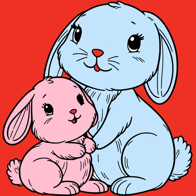 baby bunny with mama bunny