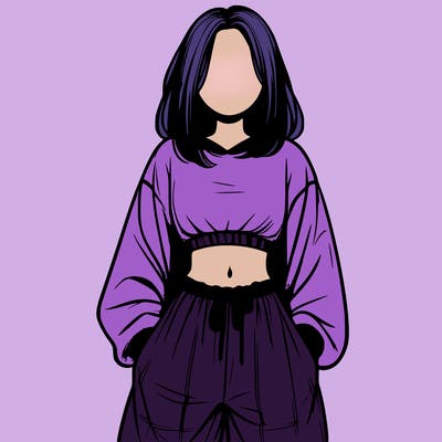 realistic girl faceless with baggy pants and a crop top