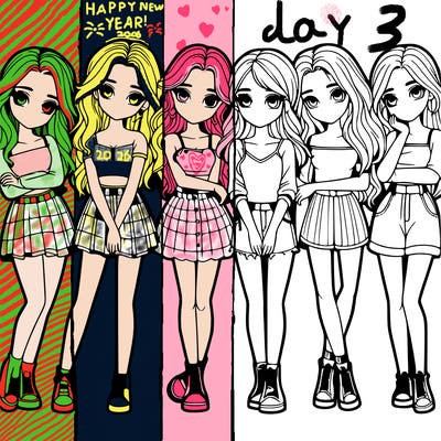 a group of girls realistic