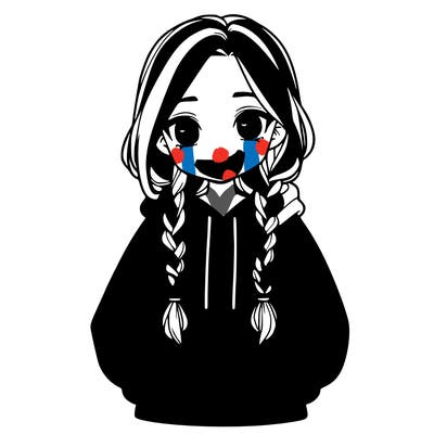 a realistic girl with a oversized hoodie and she has braids