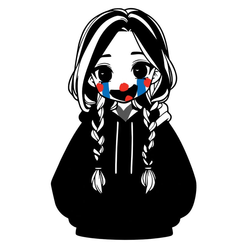 a realistic girl with a oversized hoodie and she has braids