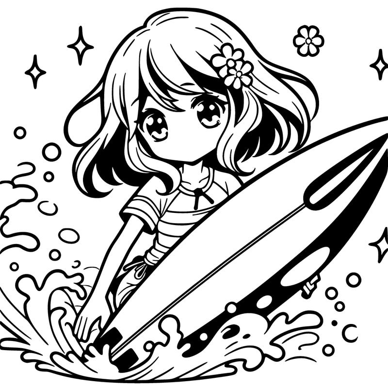 surfing girl anime