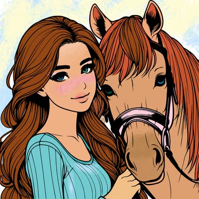 realistic girl with horse
