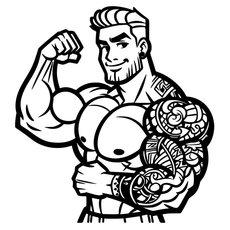 strong buff men with tattoos