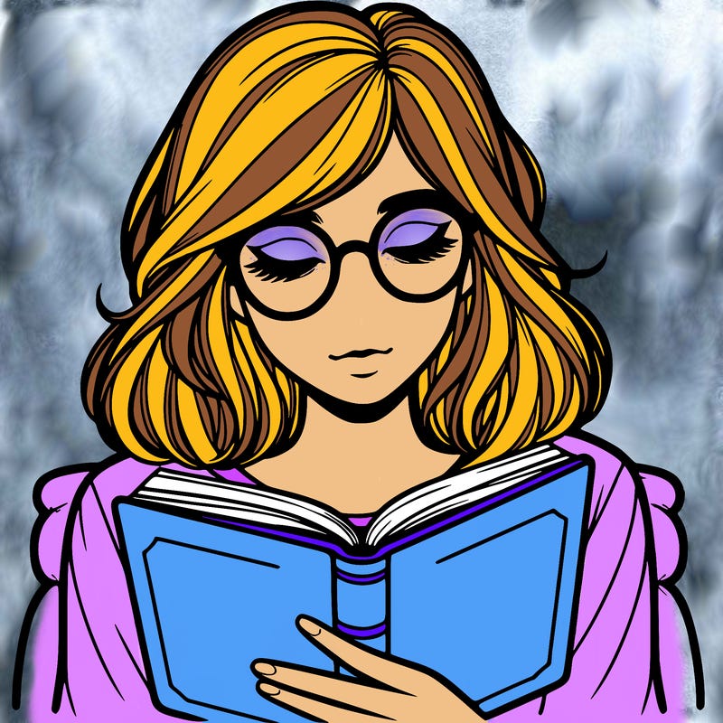 girl reading with glasses realistic