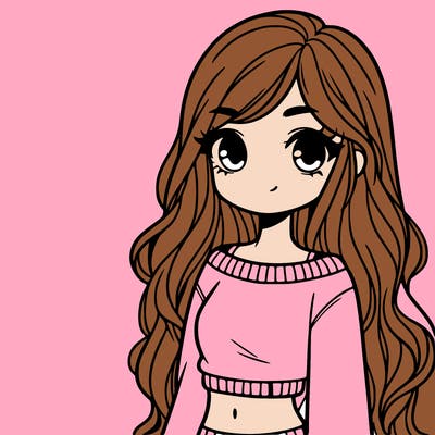 girl with long hair and a crop top with a sweater