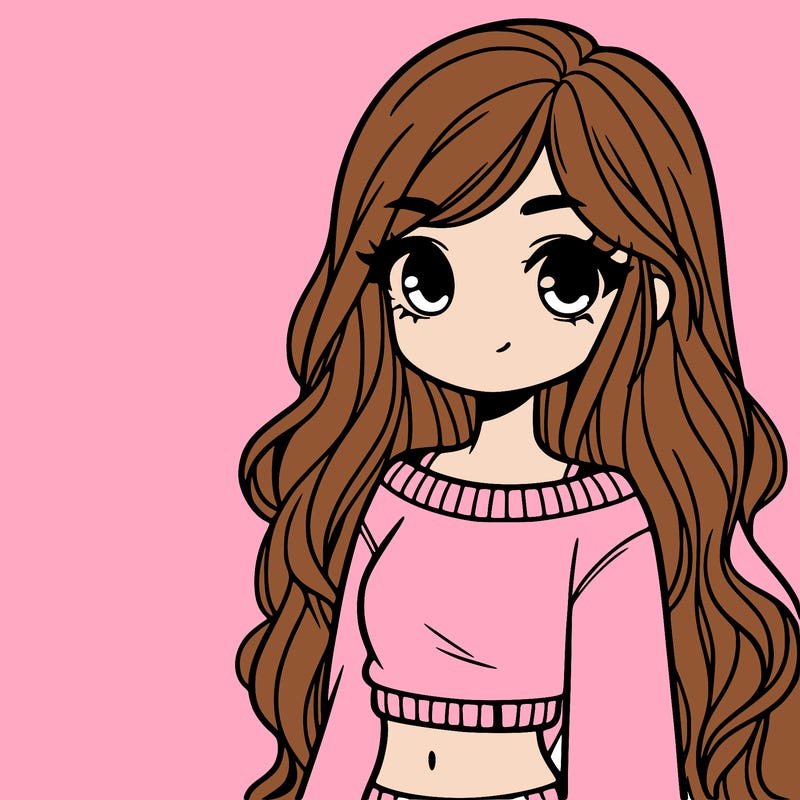girl with long hair and a crop top with a sweater