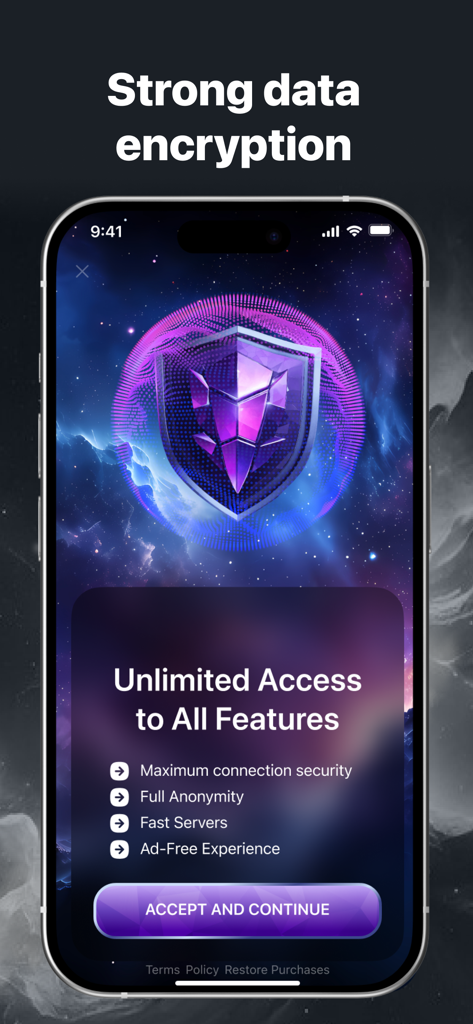 Enigma VPN – Secure & Fast - Interface de l'application Enigma VPN montrant un cryptage de données robuste et des fonctionnalités de sécurité premium