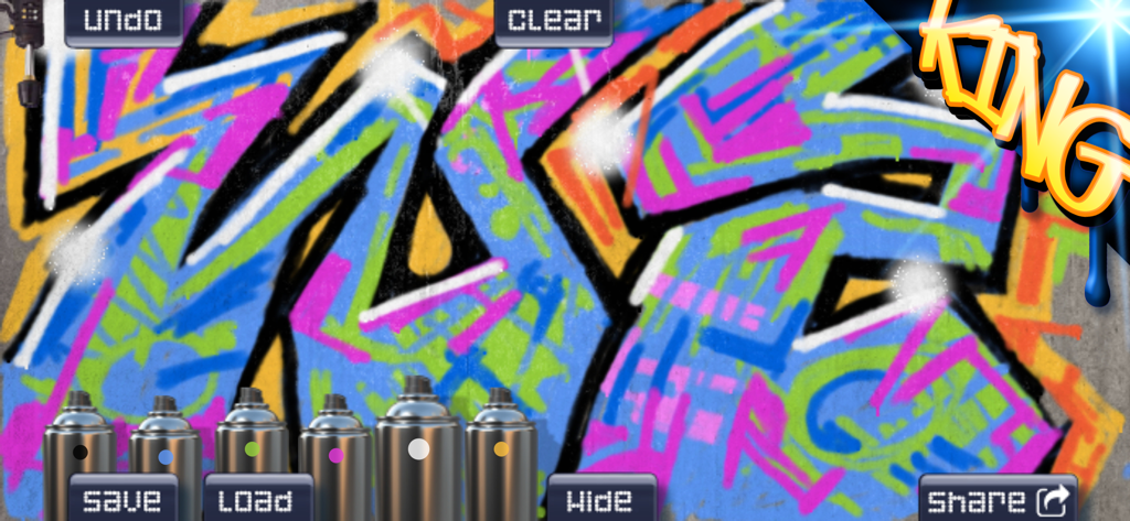 Graffiti Spray Can Art - KING - Œuvre d'art de graffiti numérique sur un mur en béton avec des outils de bombe de peinture dans l'interface de l'application