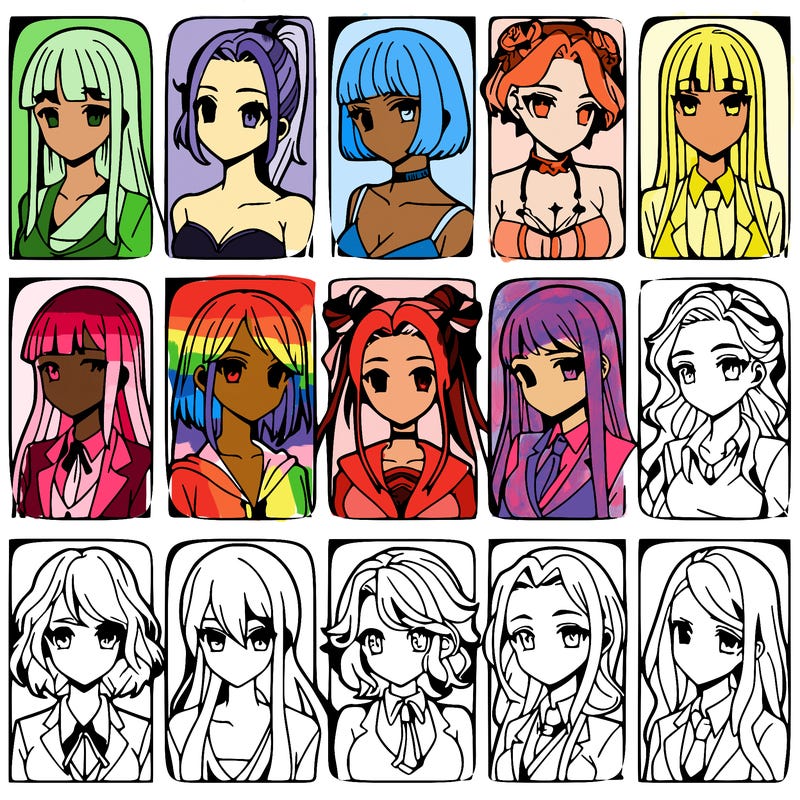 girls that look diffrent anime