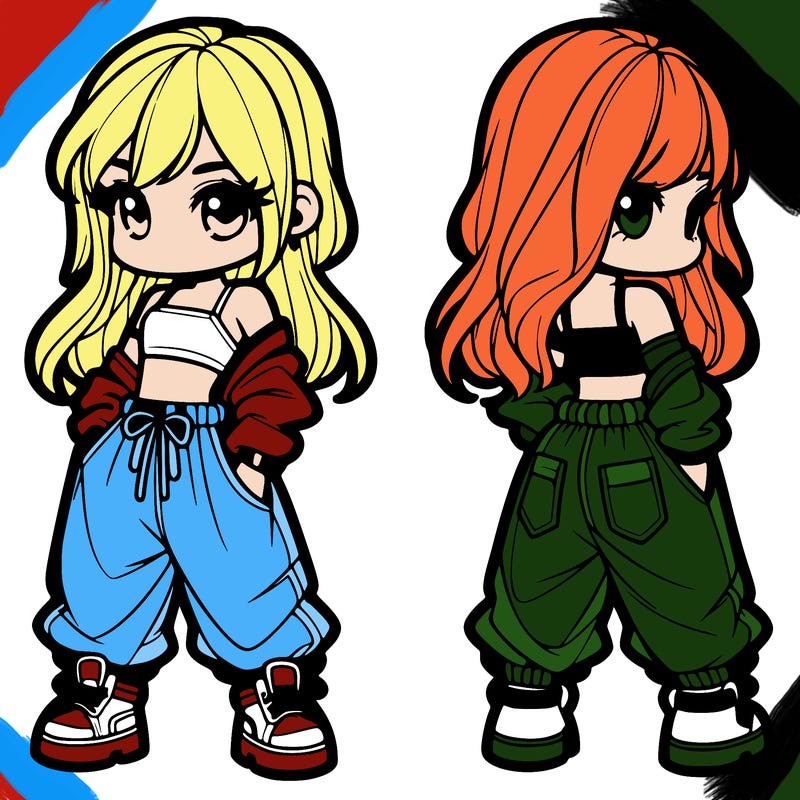 girl in crop top and baggy pants