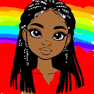 a realistic black girl with braids