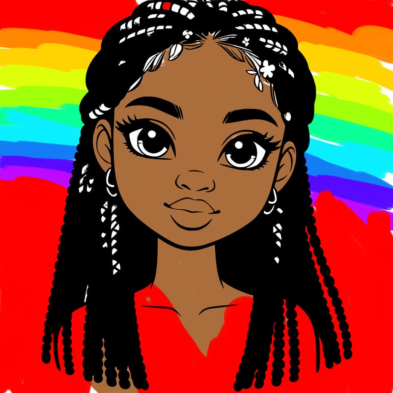 a realistic black girl with braids