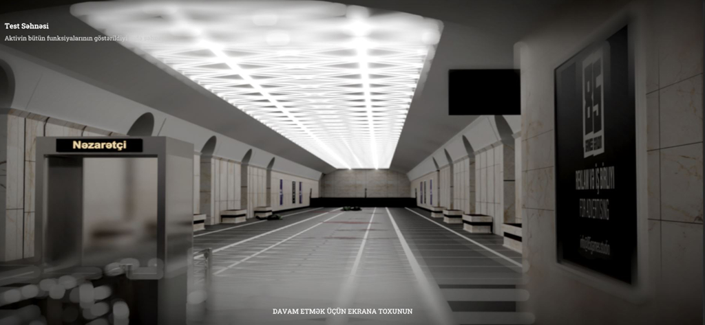 The Last Station - Baku - An empty and brightly lit underground metro station platform in the game The Last Station Baku