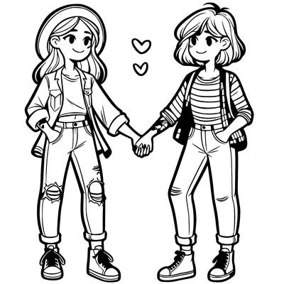 2 realistic best friends holding hands