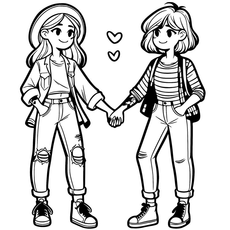 2 realistic best friends holding hands