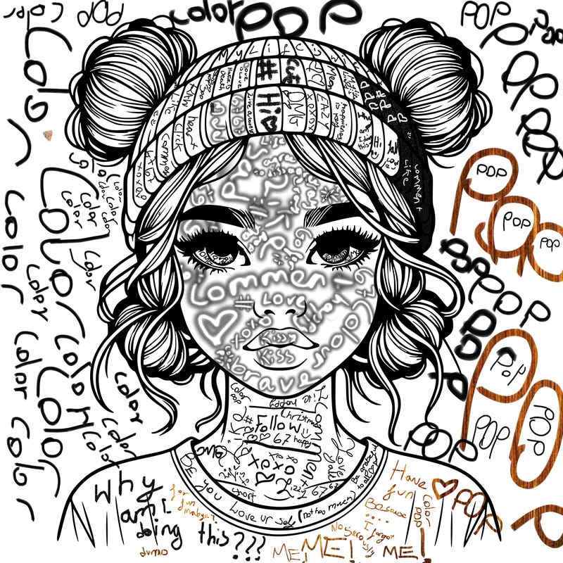 realistic girl with buns in her hair with a beanie on