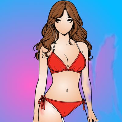 realistic girl with a revealing swimsuit