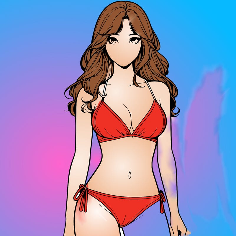 realistic girl with a revealing swimsuit
