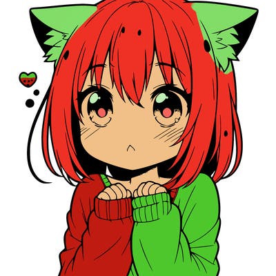 shy anime catgirl