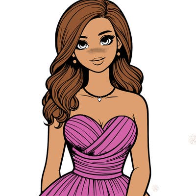 realistic girl in prom dress
