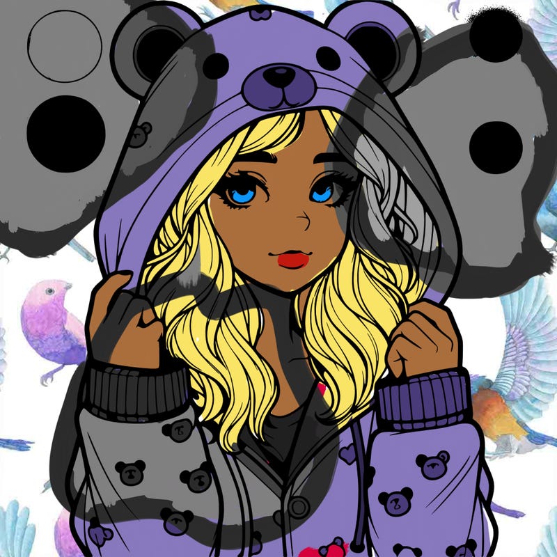 realistic girl in a animal pjs hoodie