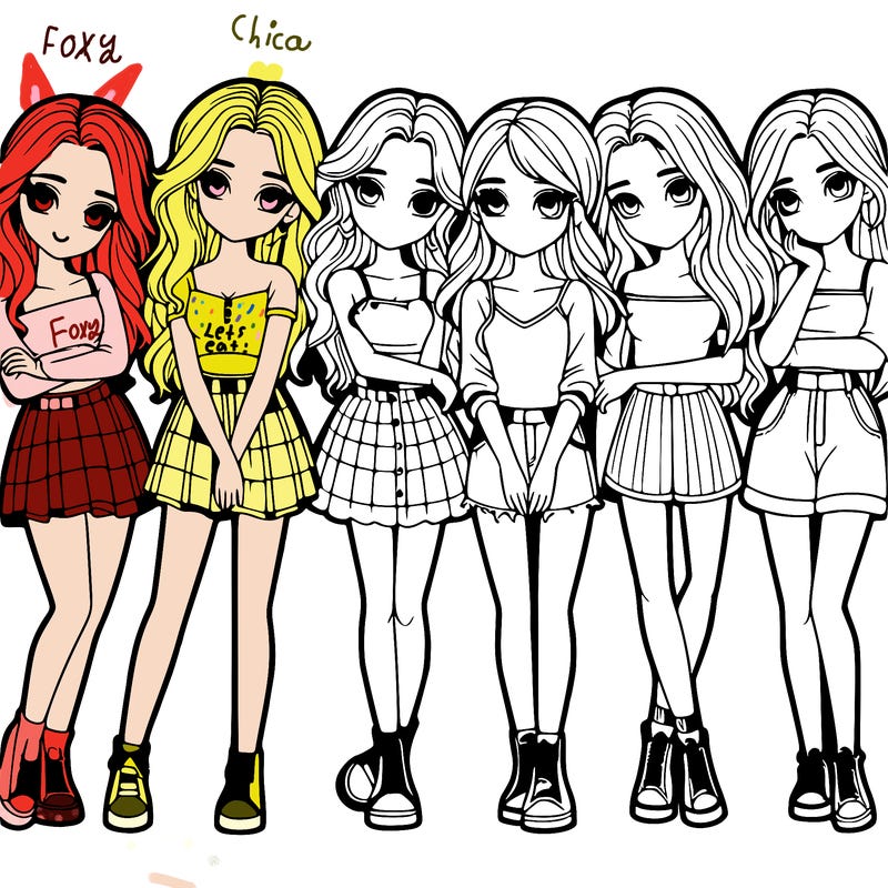 a group of girls realistic