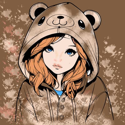 realistic girl in a animal pjs hoodie