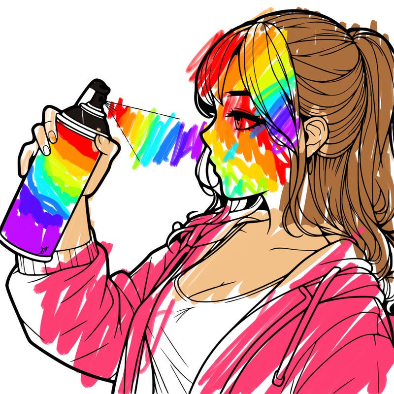 a realistic girl spray, painting