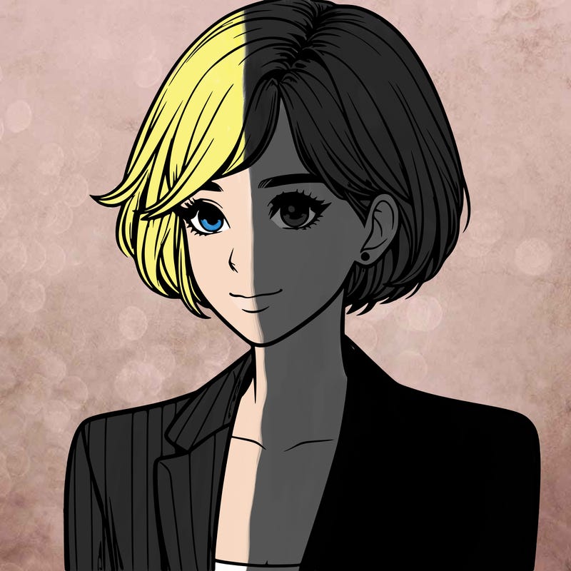 one beautiful girl realistic wearing suit with short hair