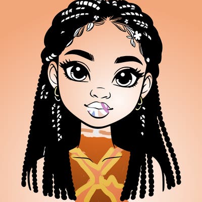 a realistic black girl with braids