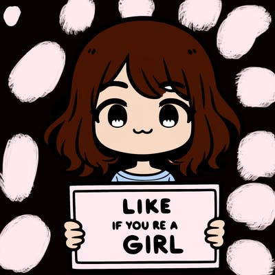 a cute girl holding a sign that says like if you’re a girl