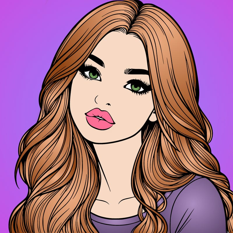 realistic girl with hair on her hair and lips