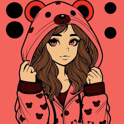 realistic girl in a animal pjs hoodie