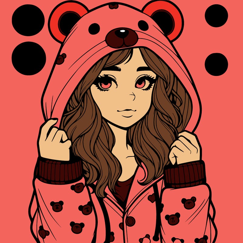 realistic girl in a animal pjs hoodie