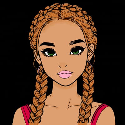 realistic girl with braids