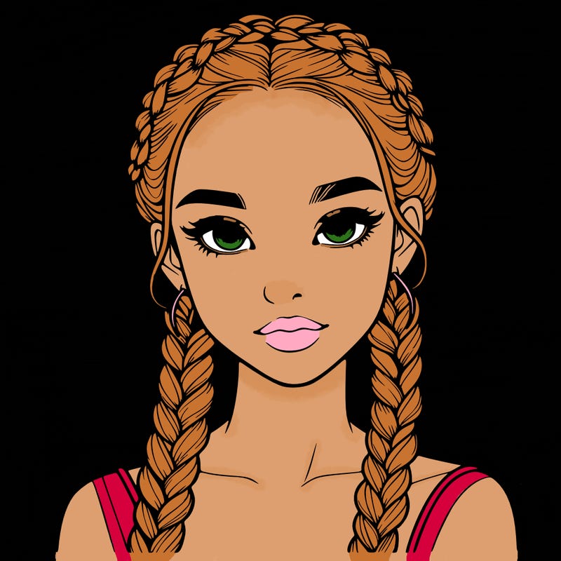 realistic girl with braids