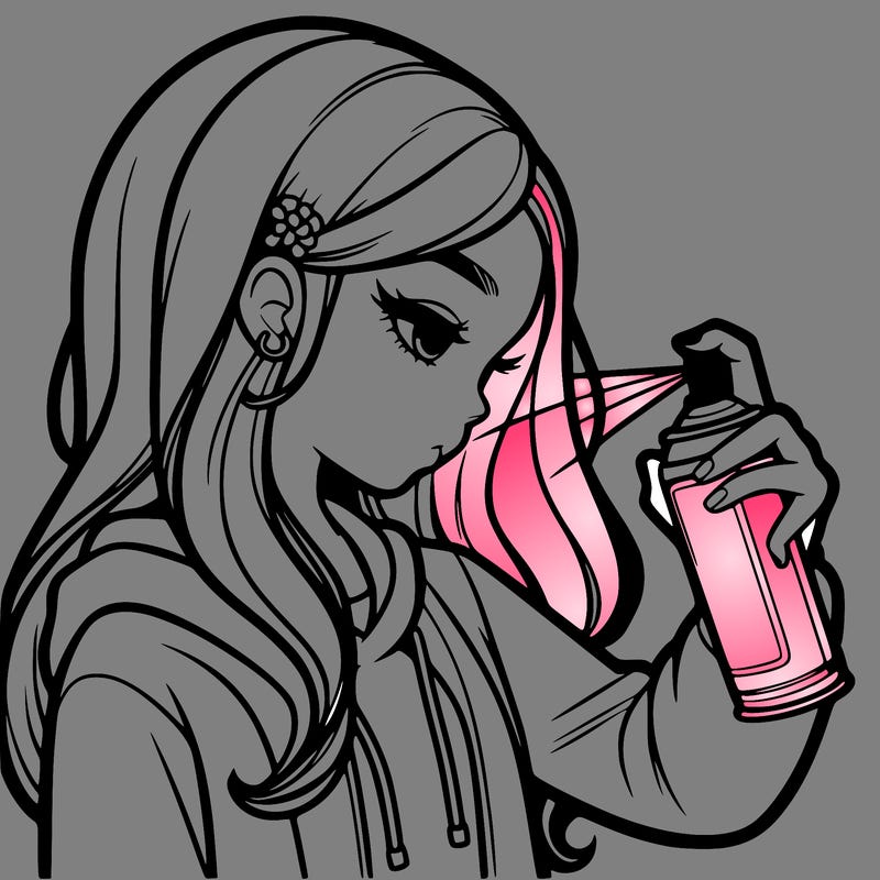 a realistic girl spray painting