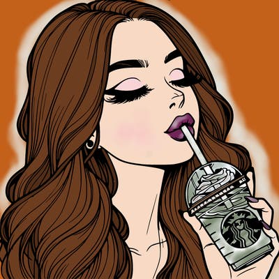 realistic girl drinking starbucks