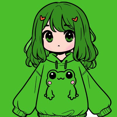 girl wearing frogging sweatshirt