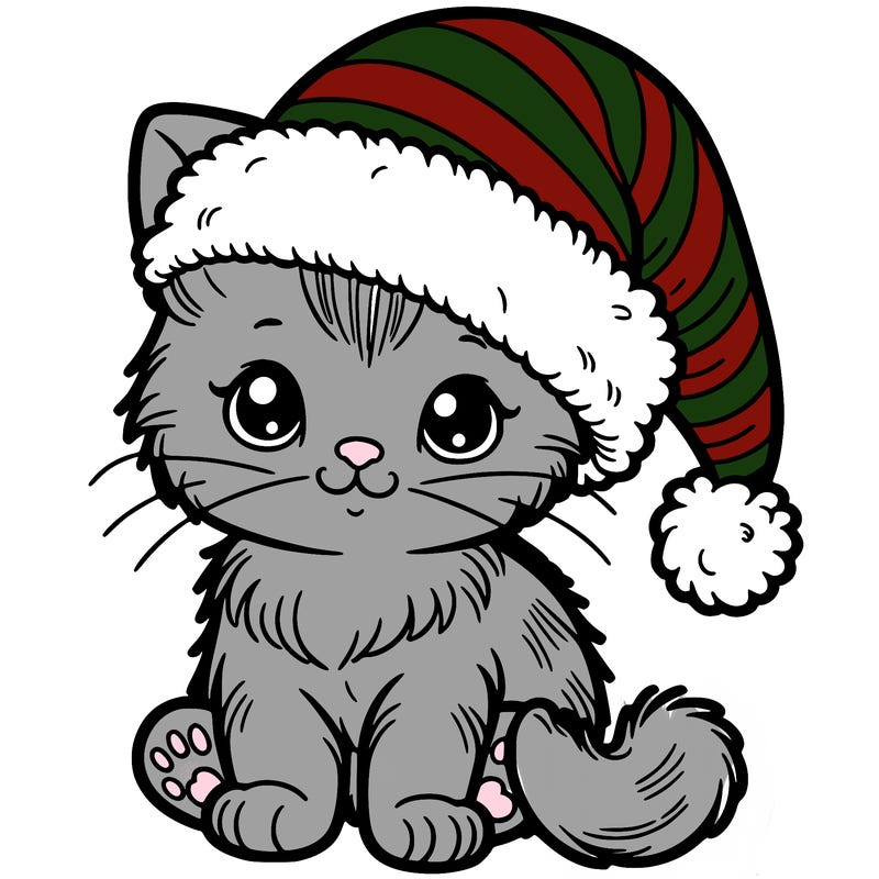 kitten in a santa hat
