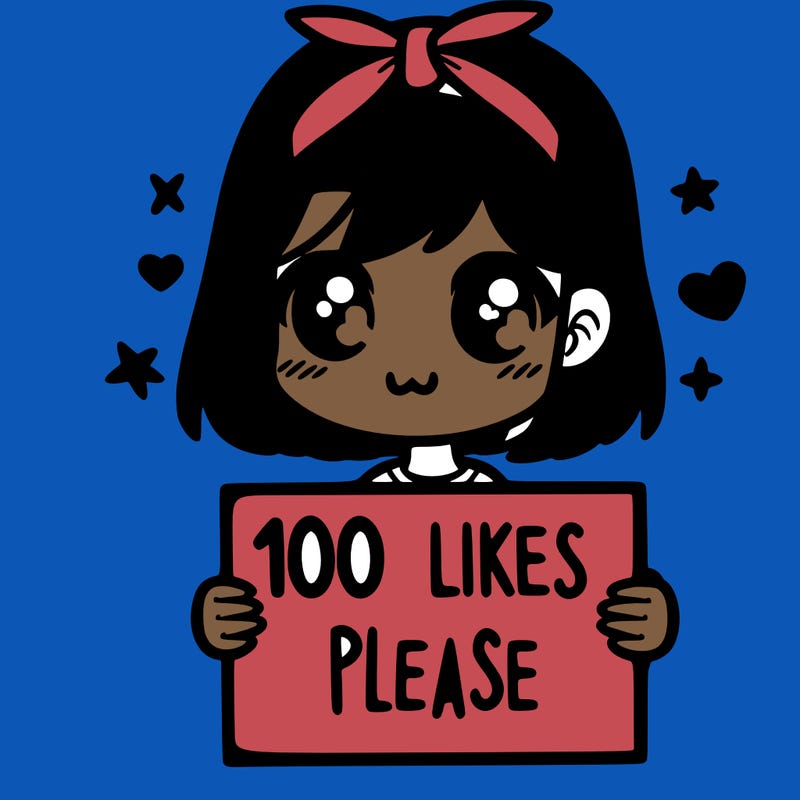 girl holding sign saying 100 likes please