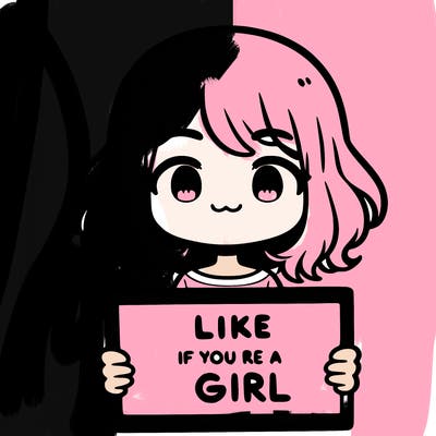 a cute girl holding a sign that says like if you’re a girl