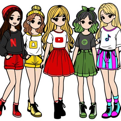 a group of five girls